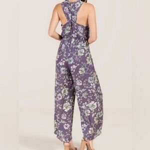 Miami Wide Leg Jumper Size Medium Purple Floral Surplice Neck Coquette Soft Girl